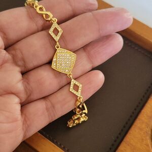 Luxury Slender 14k Gold Plated Bracelet with Sparkling Cubic Zirconia